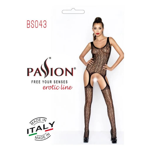 Бодистокинг Passion BS043 white, комбинезон, имитация чулок