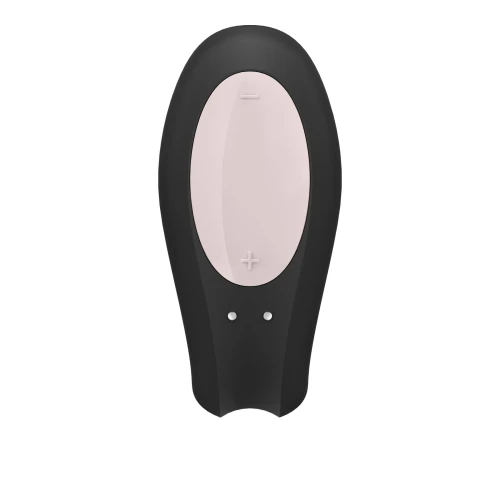 На фото изображен черный смарт-вибратор Satisfyer Double Joy Black для пар на светлом фоне