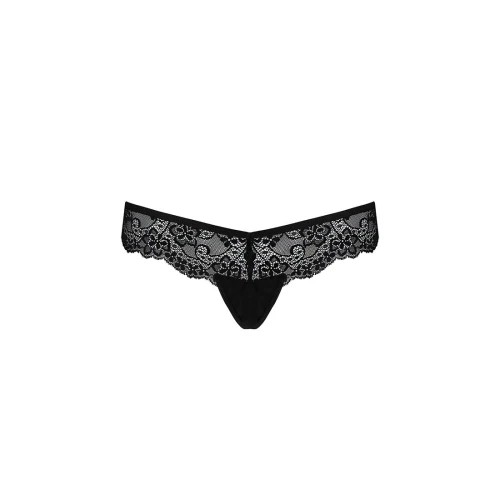 Кружевные трусики-танга с атласным бантиком Naja Thong black XXL/XXXL - Passion
