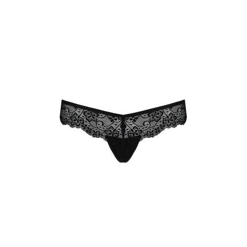 Кружевные трусики-танга с атласным бантиком Naja Thong black XXL/XXXL - Passion