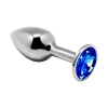 Alive Mini Metal Butt Plug Blue L - Анальная пробка с кристаллом