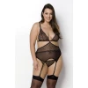 Passion AMBERLY CORSET black 4XL/5XL - Прозорий корсет