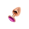 Wooomy Tralalo Rose Gold Metal Plug MAGENTA S - Пробка для анала с розовым камнем