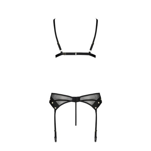 Passion NESSY SET black S/M - Чорний sexy комплект спідньої білизни