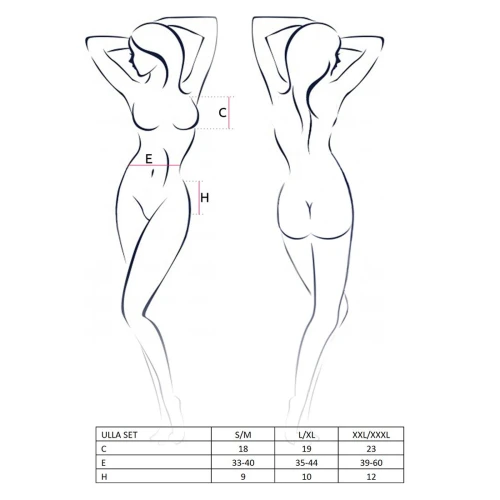 ULLA SET black L/XL - Ніжний набір білизни з напівпрозорим ліфом