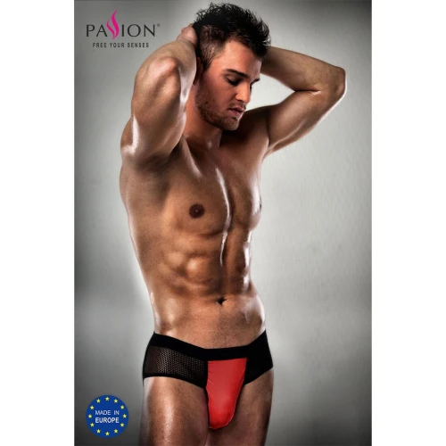 Мужские трусики с красным гульфиком Passion 007 THONG red L/XL