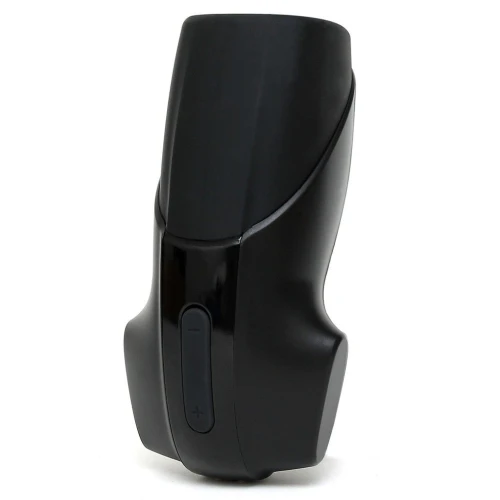 На фото изображен черный мастурбатор с вибрацией Satisfyer Men Vibration для мужчин на светлом фоне