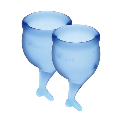 Satisfyer Feel Secure (dark blue) - Набор менструальных чаш с надежным раздвоенным хвостиком