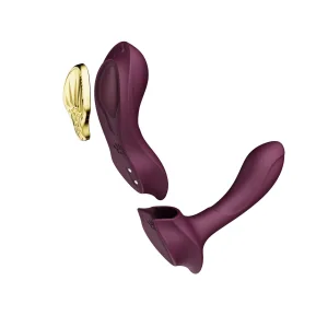 На фото бордовий вібратор Zalo AYA Velvet Purple — вібратор для трусиків із насадкою.