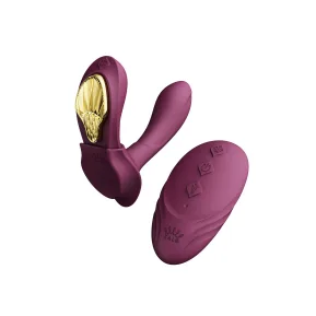 На фото бордовий вібратор Zalo AYA Velvet Purple — вібратор для трусиків із насадкою.