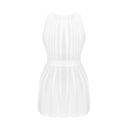 Obsessive Heavenlly peignoir XL/2XL - Напівпрозорий білий пеньюар