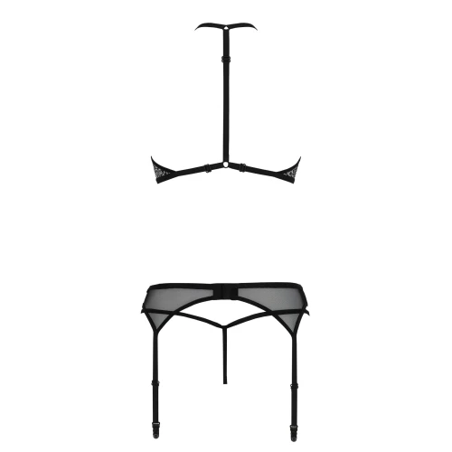 Passion SATARA SET black S/M - Чорний еротичний комплект