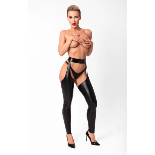 Леггинсы с открытыми бедрами Noir Handmade F323 Rebel wetlook chaps - L