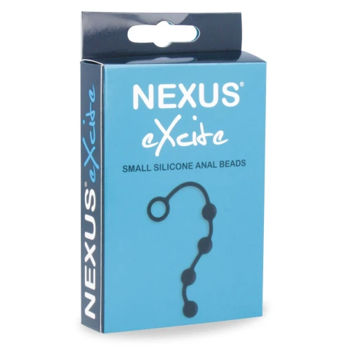 На фото зображено чорні намиста з силікону Nexus Excite Small Anal Beads унісекс на білому тлі