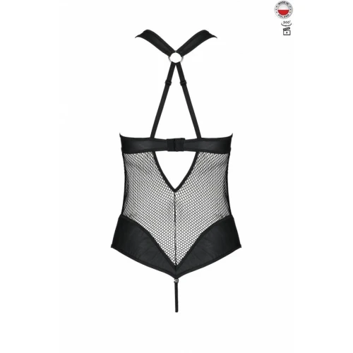 Passion Amanda Body black XXL/XXXL - Сітчастий боді з халтером