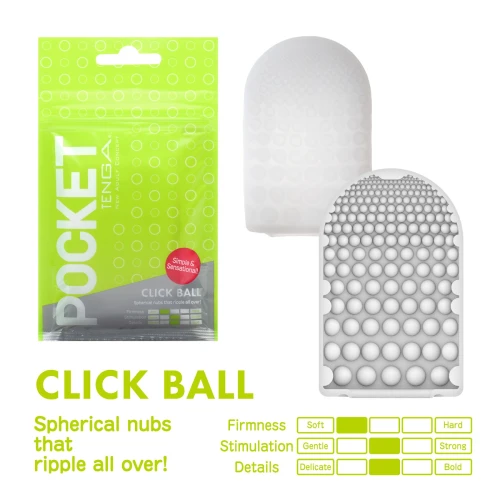 На этом фото изображен желтый мастурбатор TENGA Pocket Click Ball для мужчин на светлом фоне