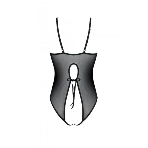 Passion Ursula Body black XXL/XXXL - Боді з ажурним декором та відкритим кроком