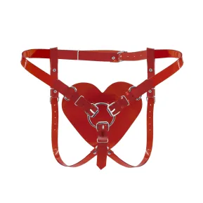 Feral Feelings Hearts Strap-on Belt Red - Трусики Серце для страпону
