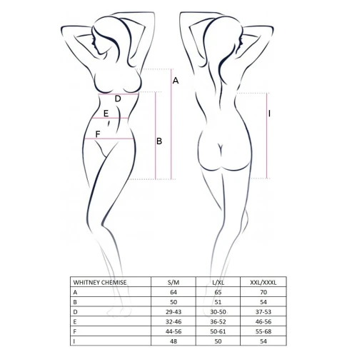 (SALE) Сорочка приталенная с чашечками WHITNEY CHEMISE black XXL/XXXL - Passion, трусики