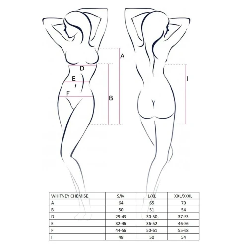 (SALE) Сорочка приталенная с чашечками WHITNEY CHEMISE black XXL/XXXL - Passion, трусики