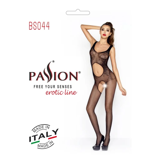 Бодистокинг Passion BS044 white, комбинезон с открытым животиком