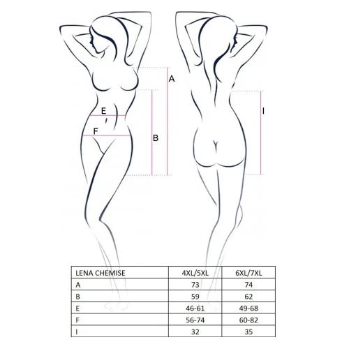 LENA CHEMISE red 6XL/7XL - Приталенная сорочка с открытой спиной