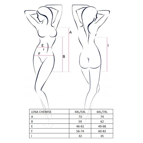 LENA CHEMISE red 6XL/7XL - Приталенная сорочка с открытой спиной