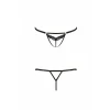 SOLON THONG black L/XL - Откровенные трусики-стрепы с кружевом 