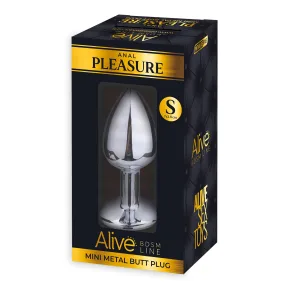Анальная пробка с кристаллом Alive Mini Metal Butt Plug White S