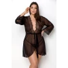 Passion AMBERLY PEIGNOIR black 4XL/5XL - Прозорий пеньюар