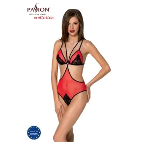 Passion PEONIA BODY red L/XL - Червоно-чорне сексуальне боді (Польща)