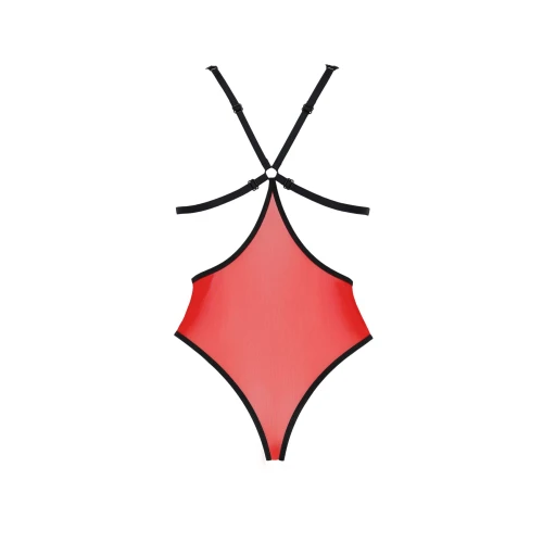 Passion PEONIA BODY red L/XL - Красно-черное сексуальное боди (Польша)