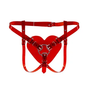 Feral Feelings Hearts Strap-on Belt Red Trasparent - Трусики Серце для страпону