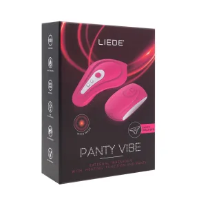 На даному фото яскраво-рожевий вібратор Liebe Panty Vibe Recargable Cerise — вібратор для трусиків із підігрівом до 39 °C, пультом та трусиками в комплекті.