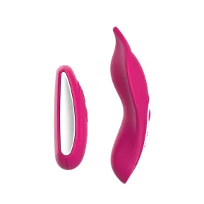 На даному фото яскраво-рожевий вібратор Liebe Panty Vibe Recargable Cerise — вібратор для трусиків із підігрівом до 39 °C, пультом та трусиками в комплекті.