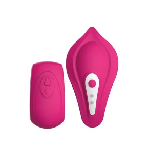 На даному фото яскраво-рожевий вібратор Liebe Panty Vibe Recargable Cerise — вібратор для трусиків із підігрівом до 39 °C, пультом та трусиками в комплекті.