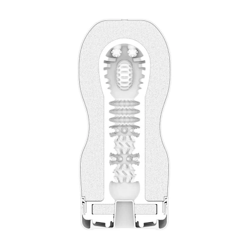 На фото зображено білий Tenga Deep Throat (Original Vacuum) - Мастурбатор із вакуумною стимуляцією на світлому тлі