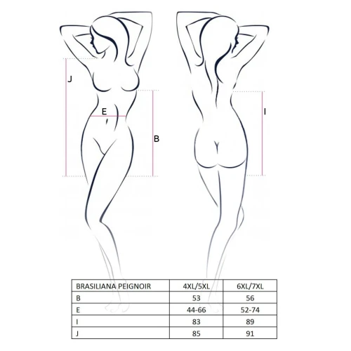 BRASILIANA PEIGNOIR black 4XL/5XL - Прозрачный пеньюар