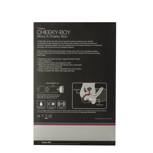 Rocks Off Cheeky-Boy Black - Вибромассажер простаты с четырьмя бусинами