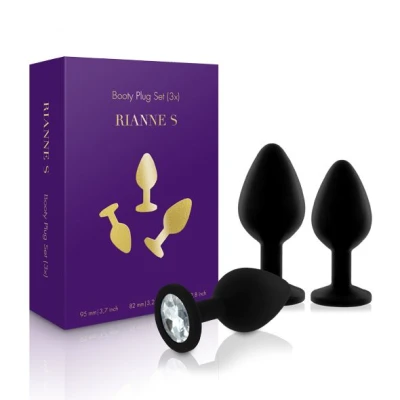 Rianne S: Booty Plug Set Black - Набор анальных пробок с камнем
