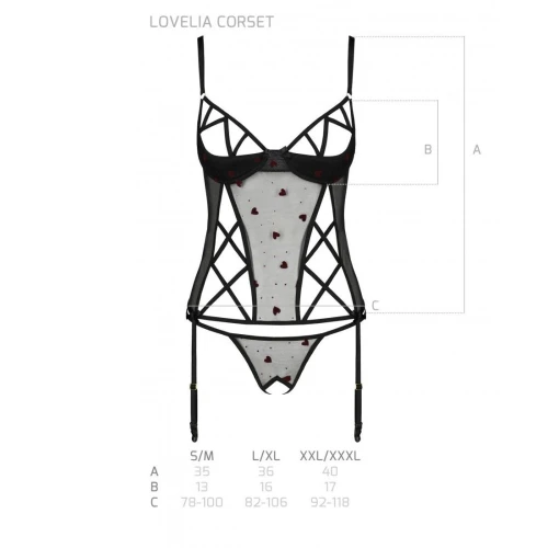 LOVELIA CORSET black L/XL — Эротический корсет с подвязками