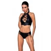 Passion Nancy Bikini black XXL/XXX - Комплект з еко-шкіри з імітацією шнурівки