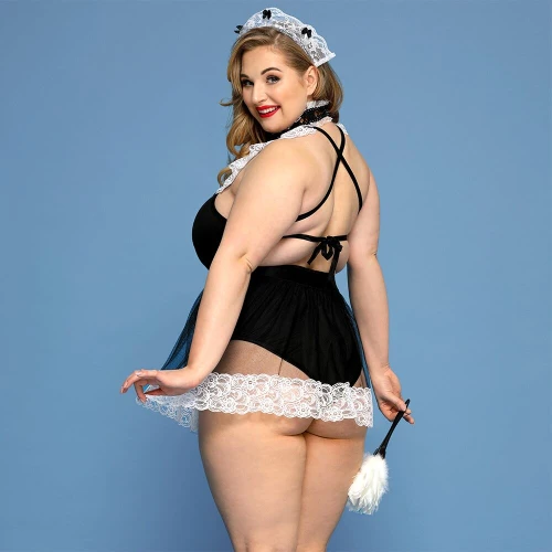 JSY P91103 Plus Size - Рольовий секс костюм покоївки (Пишні форми)