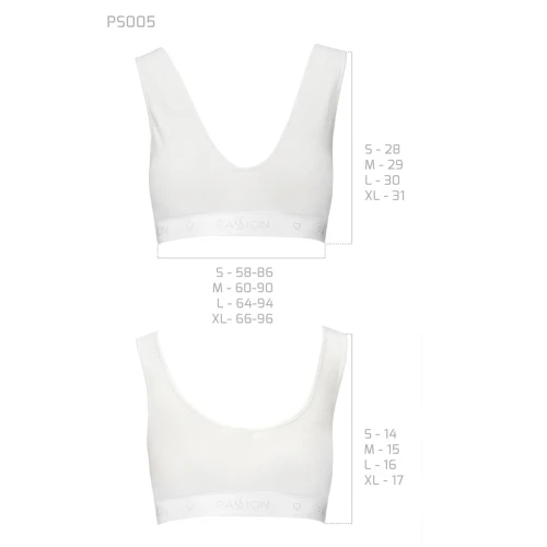 Passion PS005 TOP (XL) - Спортивный женский топ (Белый)