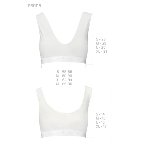 Passion PS005 TOP (XL) - Спортивный женский топ (Белый)