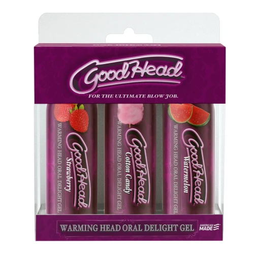 Doc Johnson  GOODHEAD - WARMING HEAD - 3 PACK - 2 FL. OZ. STRAWBERRY COTTON CANDY WATERMELON