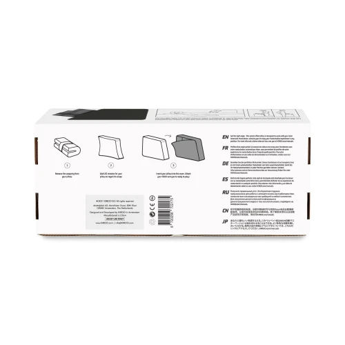 На фото изображена белая коробка подушки для мастурбатора Kiiroo Keon Pillow and Strap для мужчин на светлом фоне