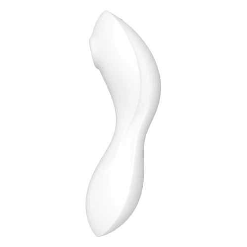 На фото зображено білий вакуумний вібратор Satisfyer Curvy Trinity 5 (White) для жінок на білому тлі.