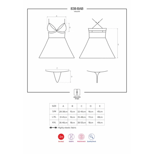Чорний пеньюар з трусиками Obsessive (S/M) 