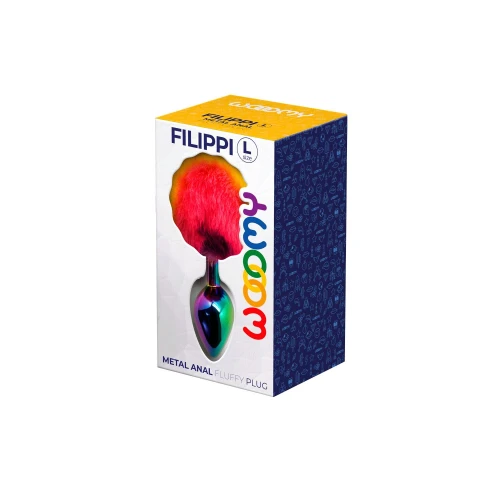 На фото зображено різнокольорову анальну пробку Wooomy Filippi L для пар на світлому фоні.